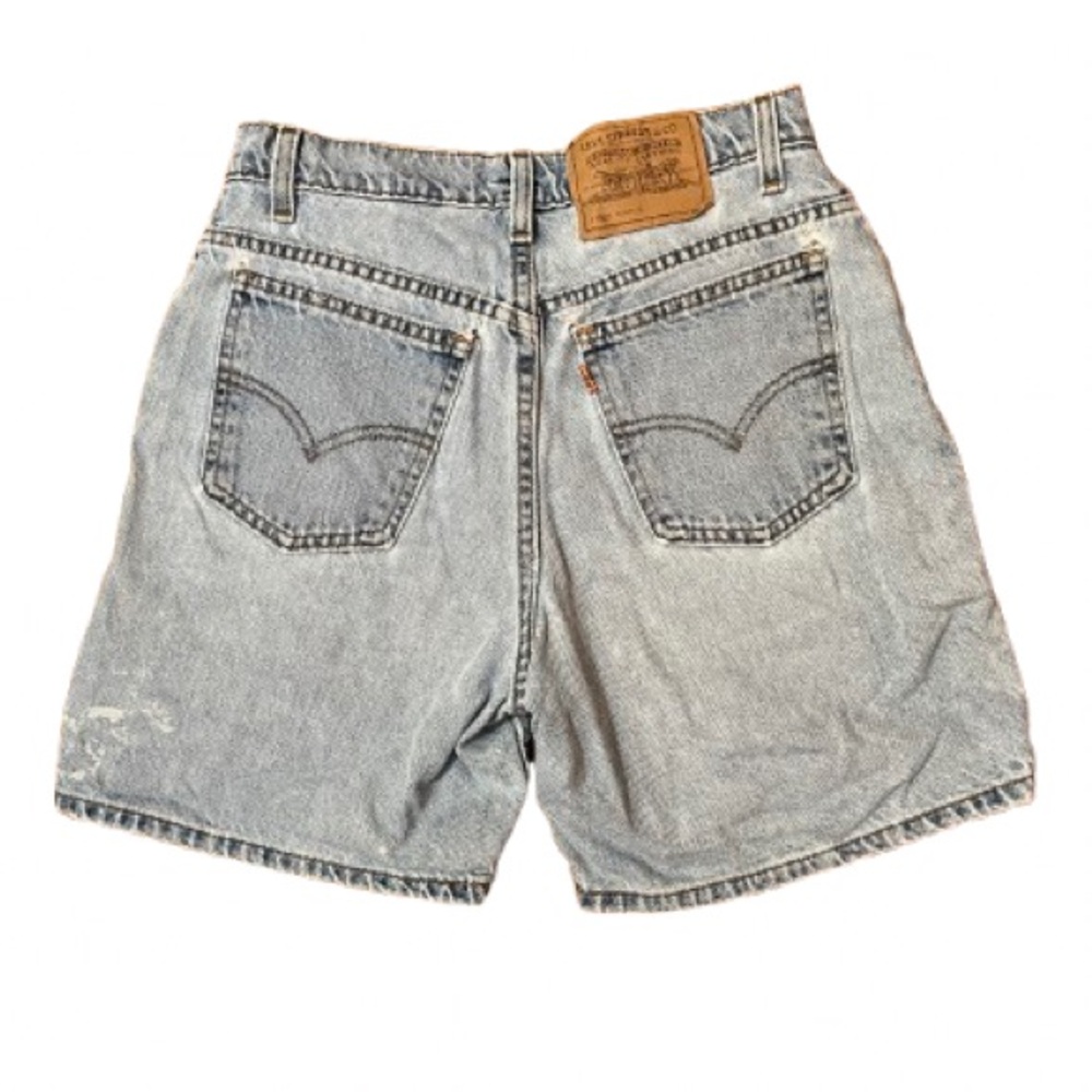 Vintage Levi's 967 Orange Tab Relaxed Fit Light Blue Denim Shorts Size 7